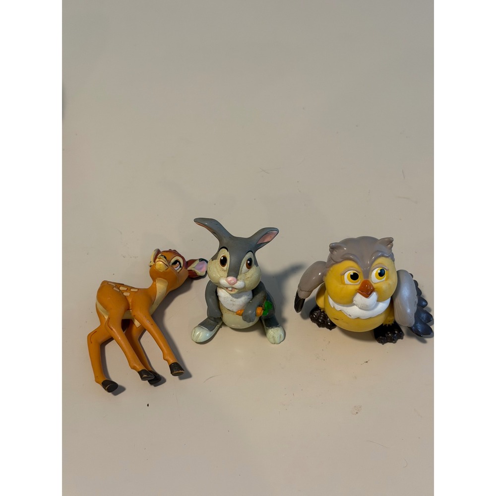 Disney Bambi Thumper Friend Owl PVC Figures Vintage Cake Toppers Lot of‎ 3
